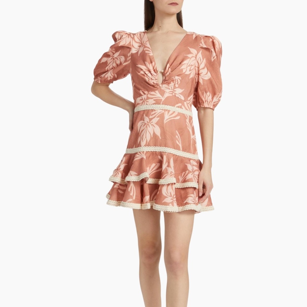 PatBo Artichoke Puff-Sleeve Minidress